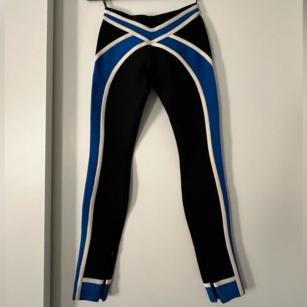 Herve Leger Bandage Black and Blue Zip Bottom Pants